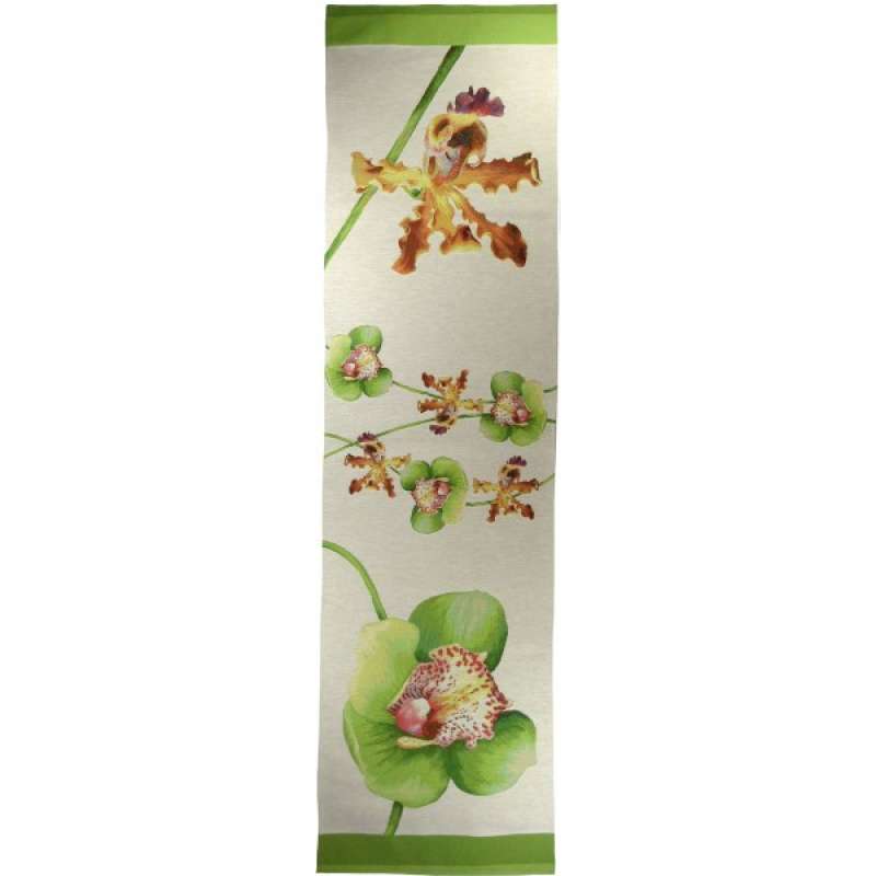 Orchids White  French Tapestry Table Runner