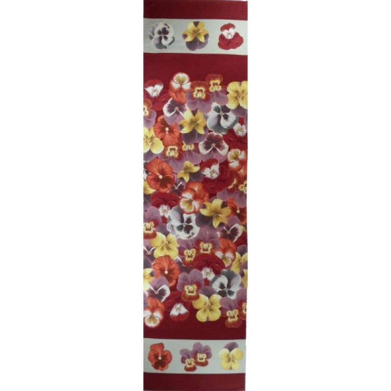 Pansies Red French Tapestry Table Runner