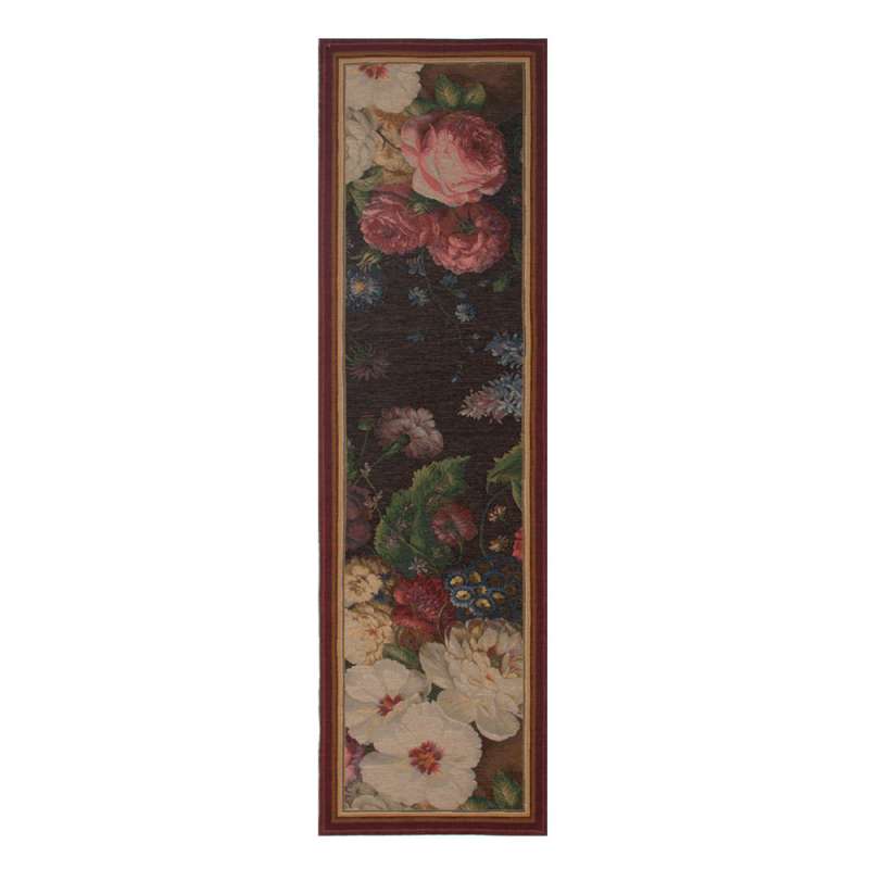 Flowers Dark  French Tapestry Table Runner