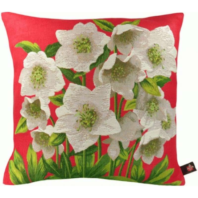 Helleborus Red  French Tapestry Cushion