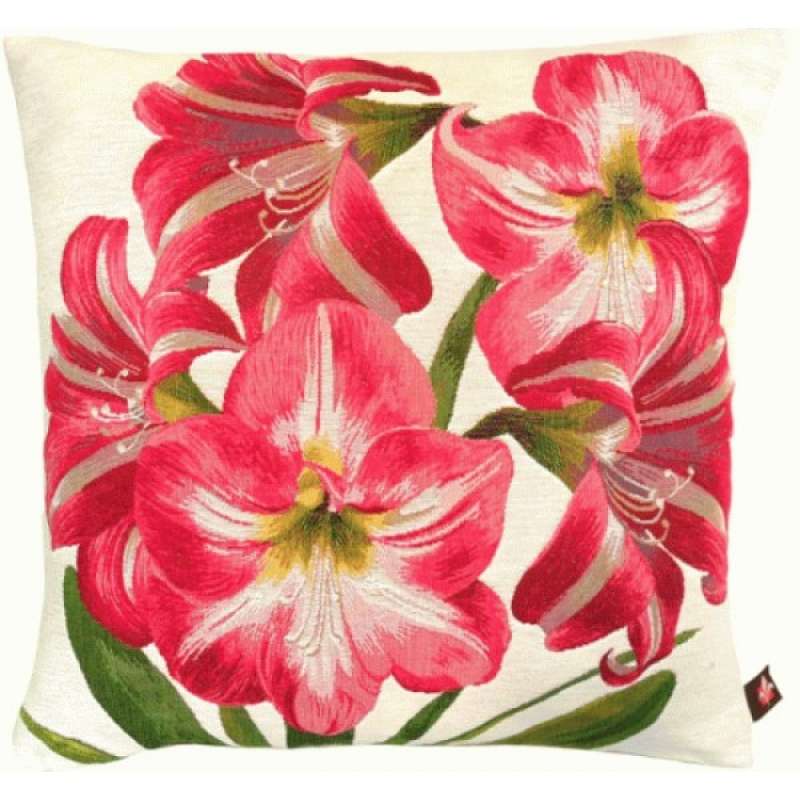 Amaryllis 5 Flowers White  French Tapestry Cushion