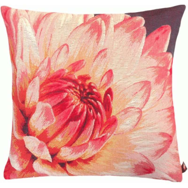 Close Up Pink Dahlias Purple Background French Tapestry Cushion