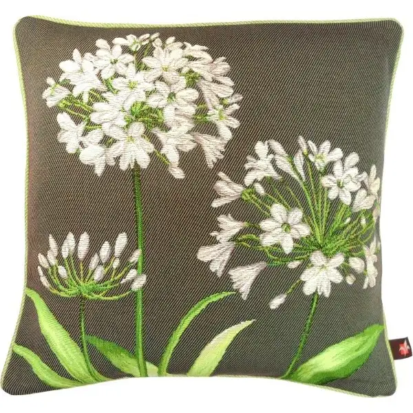 Agapanthus 3 Flowers Grey  Cushion