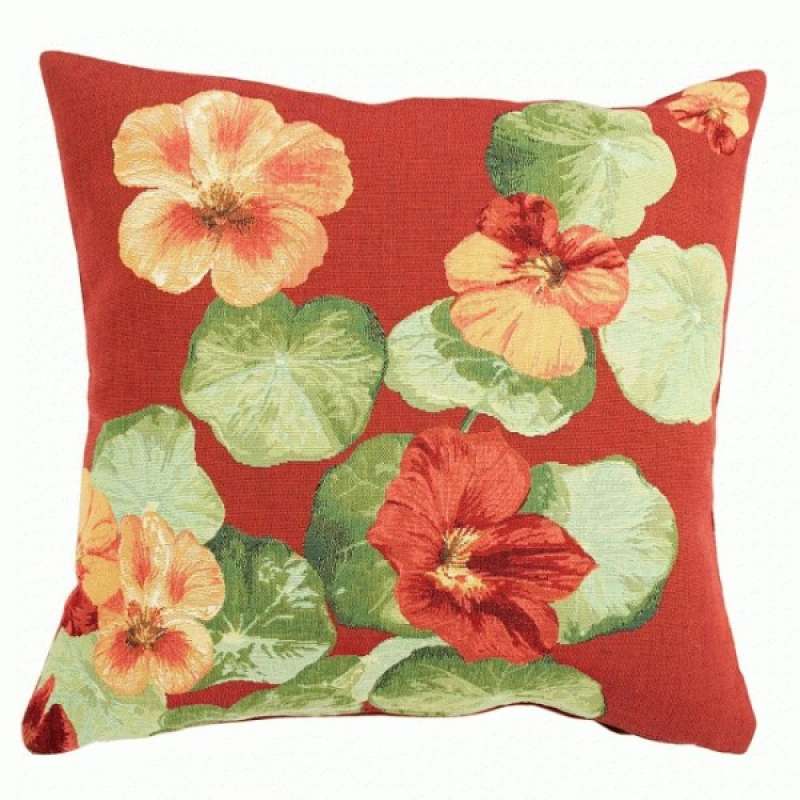 Nasturtium Red I French Tapestry Cushion