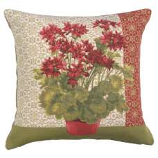 Geranium I Red Decorative Tapestry Pillow