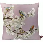 Passerines On Branch Pink Cushion - 19 in. x 19 in. Cotton by Charlotte Home Furnishings