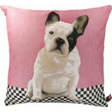 Dog Sitting Sideways Pink  European Cushion Cover
