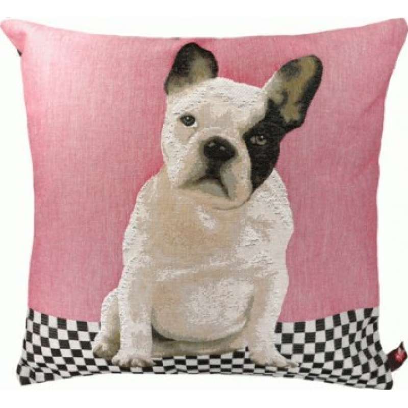 Dog Sitting Sideways Pink  Decorative Tapestry Pillow