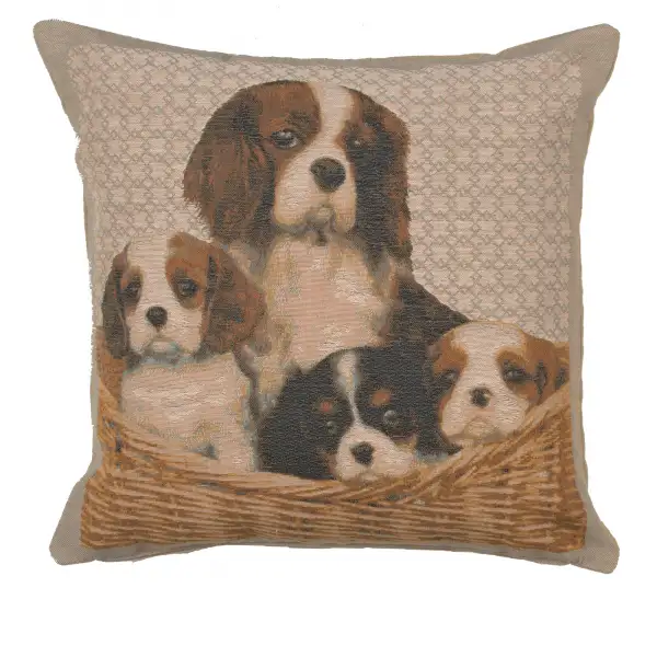 Cavalier King Charles Family Cushion - 19 in. x 19 in. Cotton by Charlotte Home Furnishings
