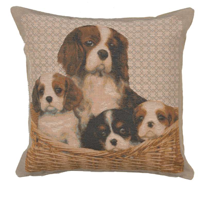 Cavalier King Charles Family Decorative Tapestry Pillow