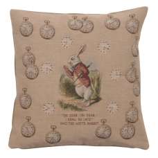 Late Rabbit Alice In Wonderland French Tapestry Cushion