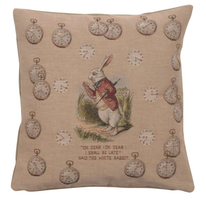 Late Rabbit Alice In Wonderland Decorative Tapestry Pillow