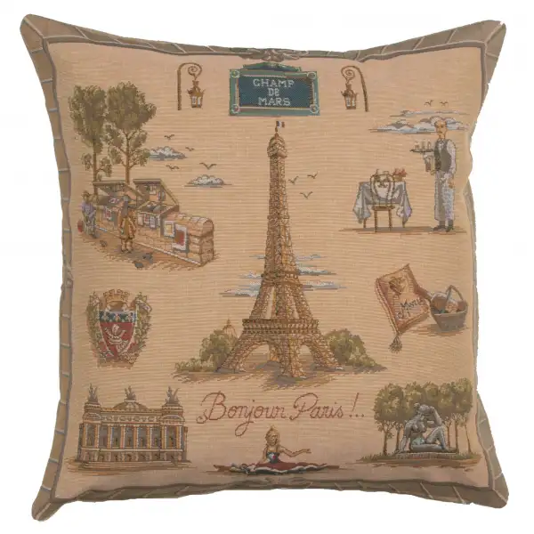 Paris Tour Eiffel Cushion - 19 in. x 19 in. Cotton by Charlotte Home Furnishings