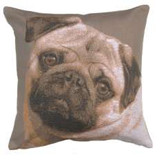 Pugs Face Grey I Decorative Tapestry Pillow