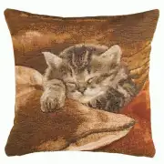 Sleeping Cat Brown French Couch Cushion