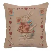 Heart Rabbit Alice In Wonderland I Cushion - 14 in. x 14 in. Cotton/Polyester/Viscose by John Tenniel