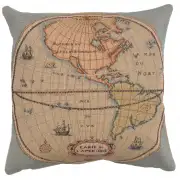 Map Of Americas I Cushion - 14 in. x 14 in. Cotton by Charlotte Home Furnishings