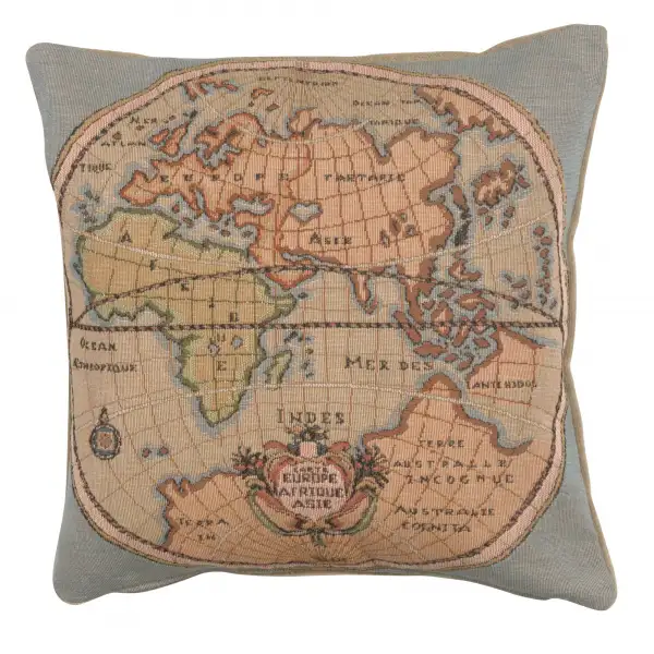 Map Of Europe Asia And Africa Cushion - 14 in. x 14 in. Cotton by Charlotte Home Furnishings