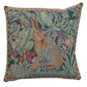 Rabbit As William Morris Left Small Cushion - 14 in. x 14 in. Cotton by William Morris