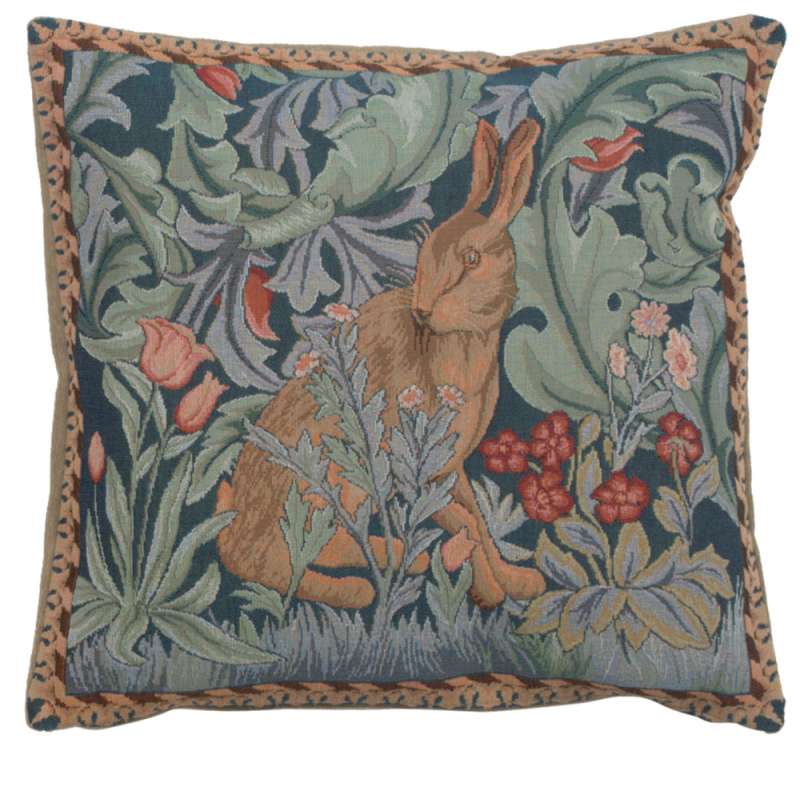 Rabbit As William Morris Right Small French Tapestry Cushion