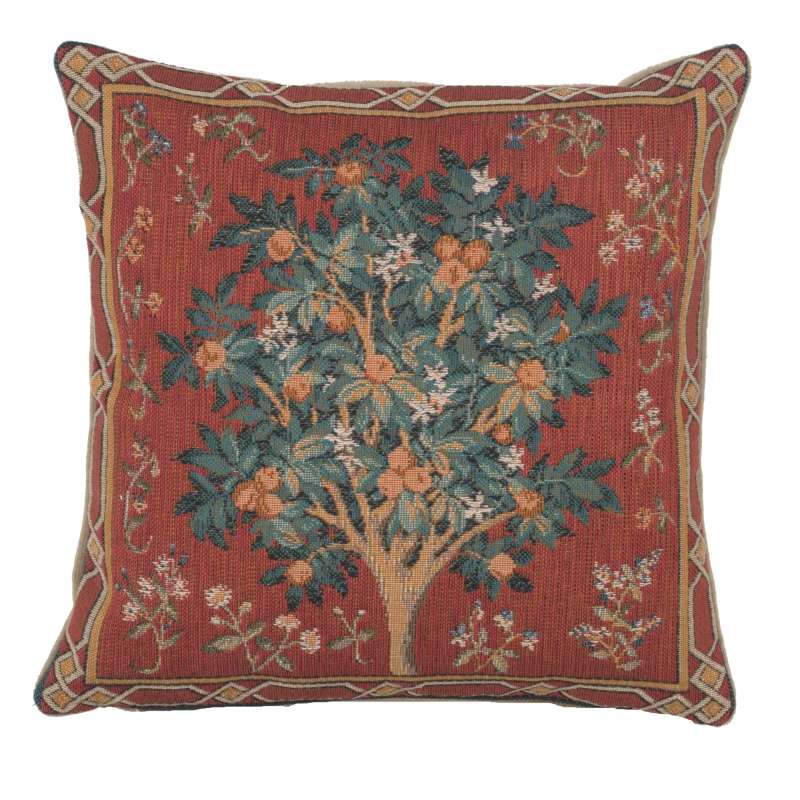 Orange Tree Small Decorative Tapestry Pillow