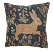 Running Rabbit In Blue Cushion - 14 in. x 14 in. Cotton by Charlotte Home Furnishings