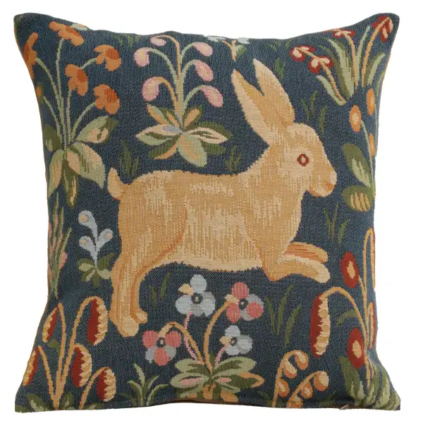 Running Rabbit in Blue  Cushion