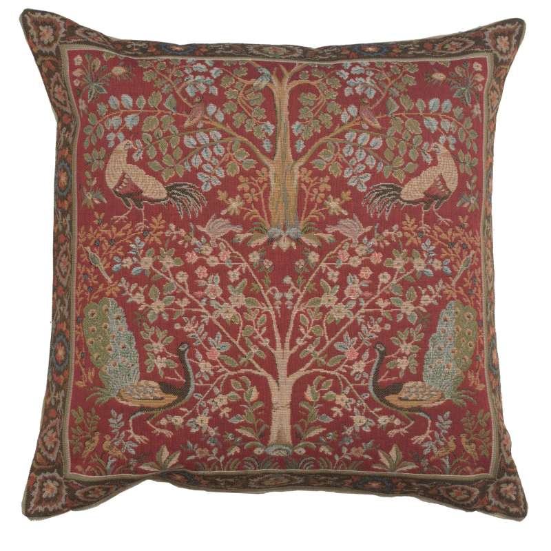 Tree In Red 1 French Tapestry Cushion