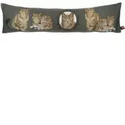 Cats Dark Grey Bolster Cushion – 35 in. x 10 in. Cotton by Charlotte Home Furnishings