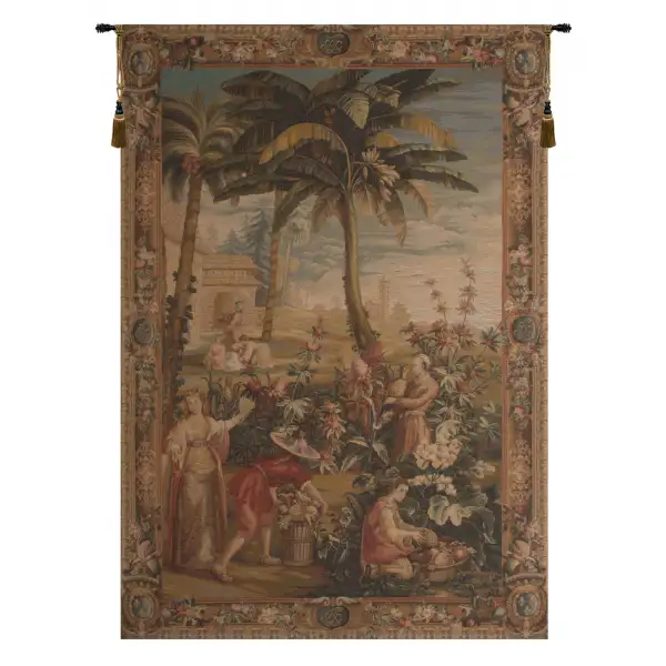 Charlotte Home Furnishing Inc. France Tapestry - 58 in. x 88 in. | La Recolte des Ananas I French Wall Tapestry