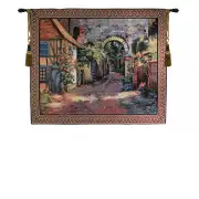 Peaceful European Alley Wall Tapestry - 53 in. x 41 in. Cotton/Viscose/Polyester by Charlotte Home Furnishings