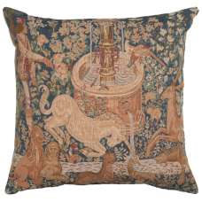 La Licorne a la Fontaine French Tapestry Cushion