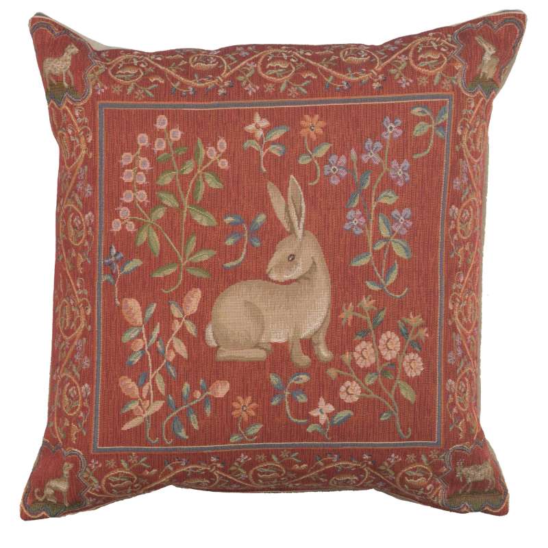 Medieval Rabbit I French Tapestry Cushion