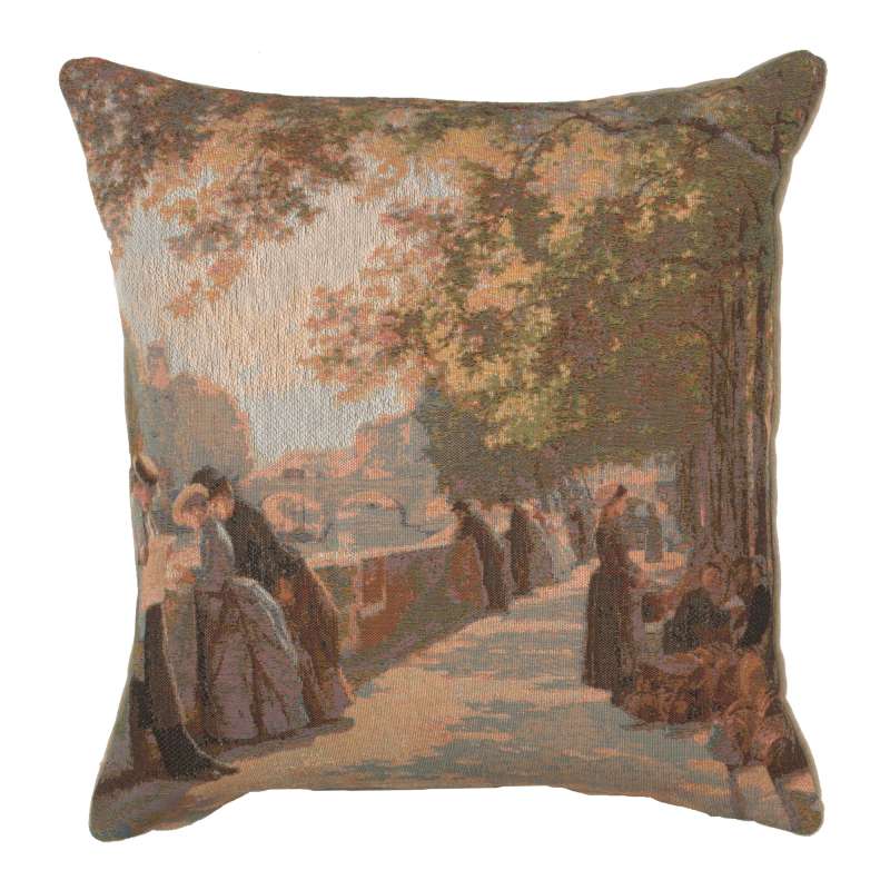 Bank of the River Seine II Decorative Tapestry Pillow