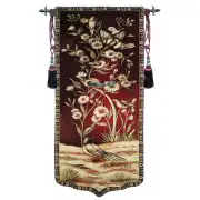Wild Birds And Flowers Right Wall Tapestry - 37 in. x 16 in. Cotton/Viscose/Polyester by Charlotte Home Furnishings