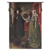 Arnolfini Portrait Belgian Tapestry Wall Hanging - 20 in. x 28 in. Cotton/Viscose/Polyester by Jan and Hubert van Eyck