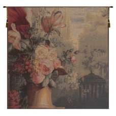 Kiosk and Flowers French Tapestry Wall Hanging