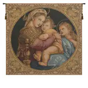 Madonna Della Seggiola I Belgian Tapestry Wall Hanging - 26 in. x 24 in. cotton/viscose/Polyester by Raphael