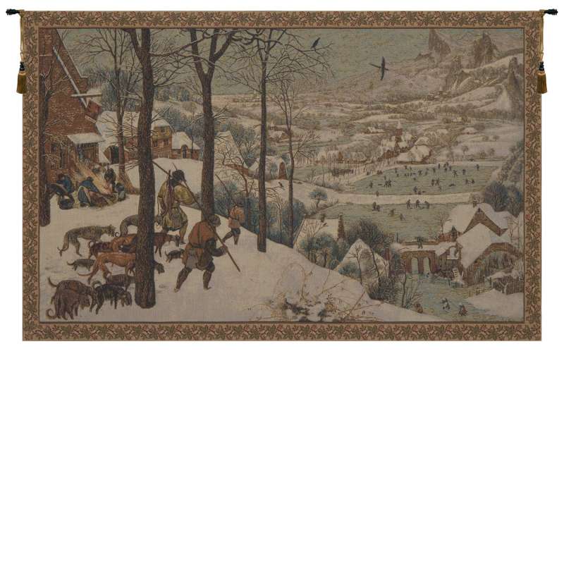 Hunters in the Snow European Tapestry Wall Hanging