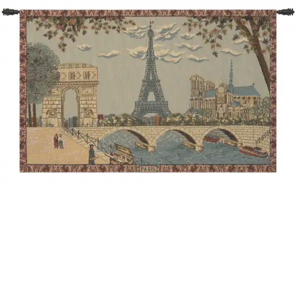 Paris, Arc and Notre Dame Belgian Wall Tapestry
