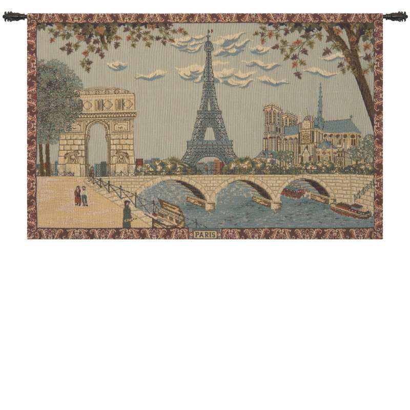 Paris, Arc and Notre Dame European Tapestry Wall Hanging