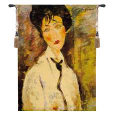 Woman With a Black Tie European Tapestry Wall Hanging
