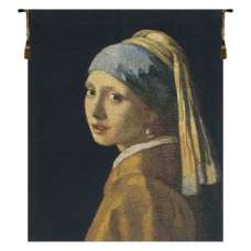 Vermeer Girl With the Pearl Earring Belgian Tapestry Wall Hanging