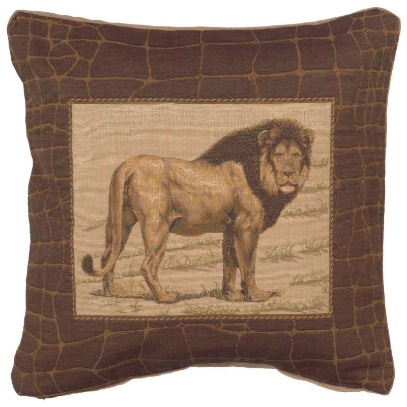 Savannah Lion Decorative Tapestry Pillow