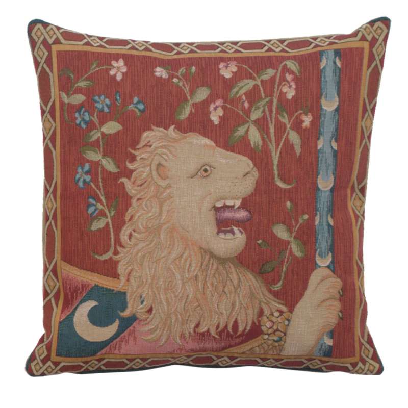 Le Lion Medieval  French Tapestry Cushion