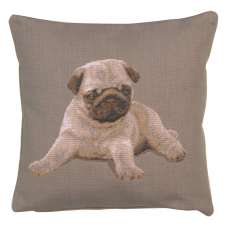 Puppy Pug Grey Decorative Tapestry Pillow