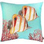 Butterflyfish and Coral Blue European Cushion Cover