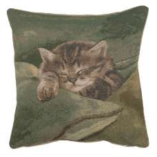 Sleeping Cat Blue French Tapestry Cushion