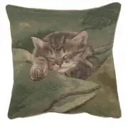 Sleeping Cat Blue French Couch Cushion