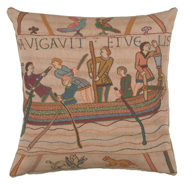 Bayeux L'Embarquement French Tapestry Cushion